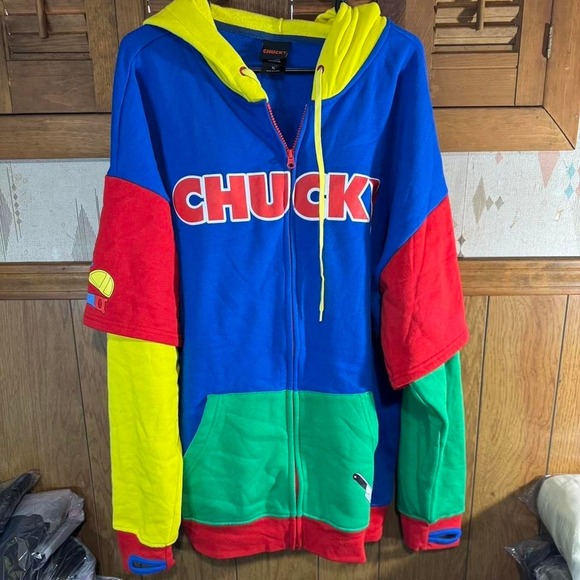 Hot Topic Tops - Chucky hoodie - multi-coloured,‎ blue and yellow Size XL